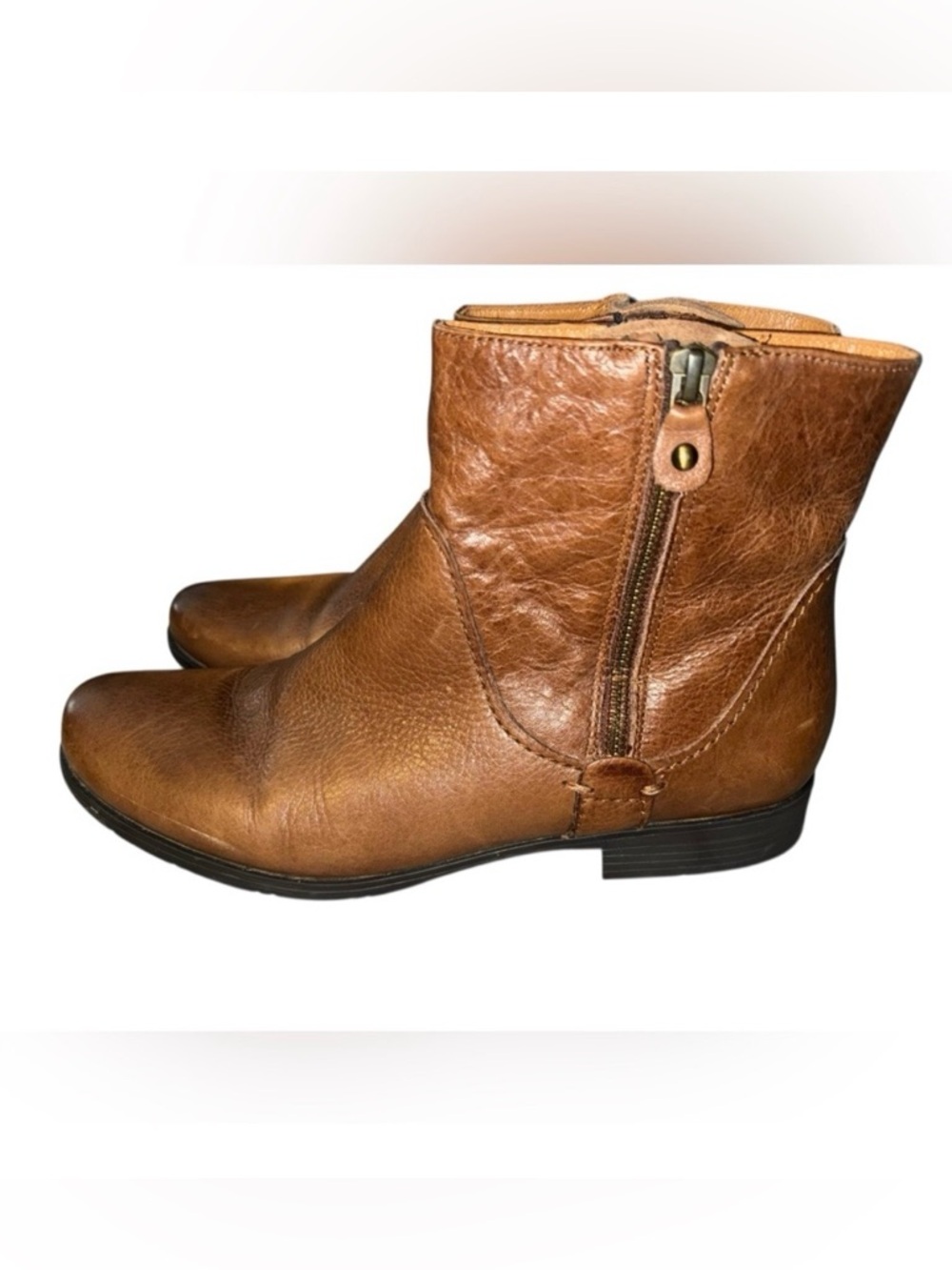 EARTHIES Sintra Almond Brown Leather Booties 9.5